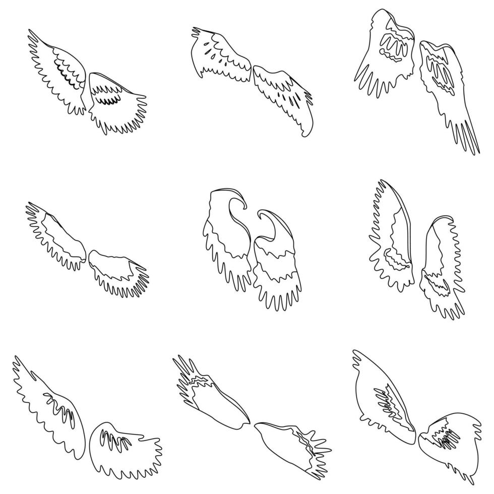 Wings icons set vector outine