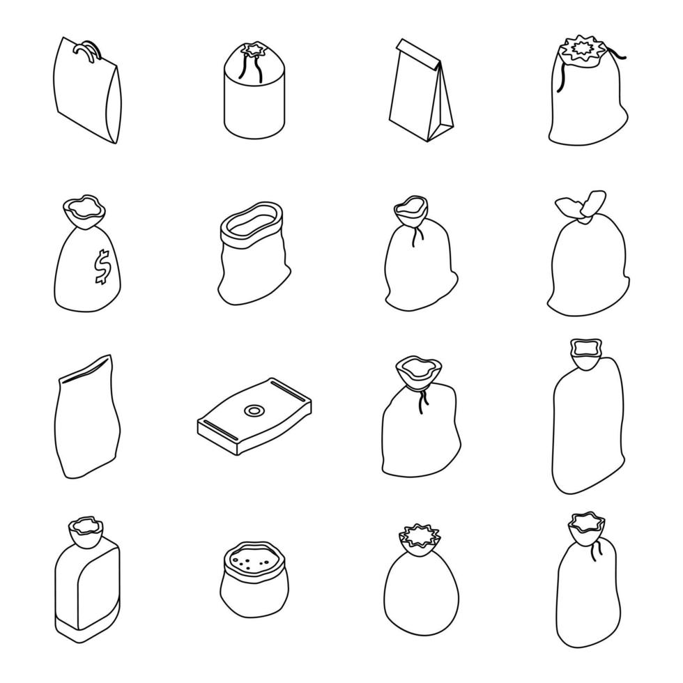 Sack icons set vector outine