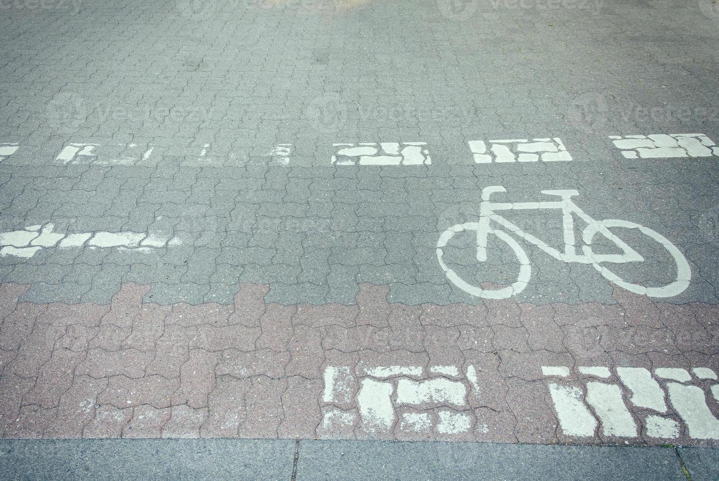 bicycle lane on a street in the city photo