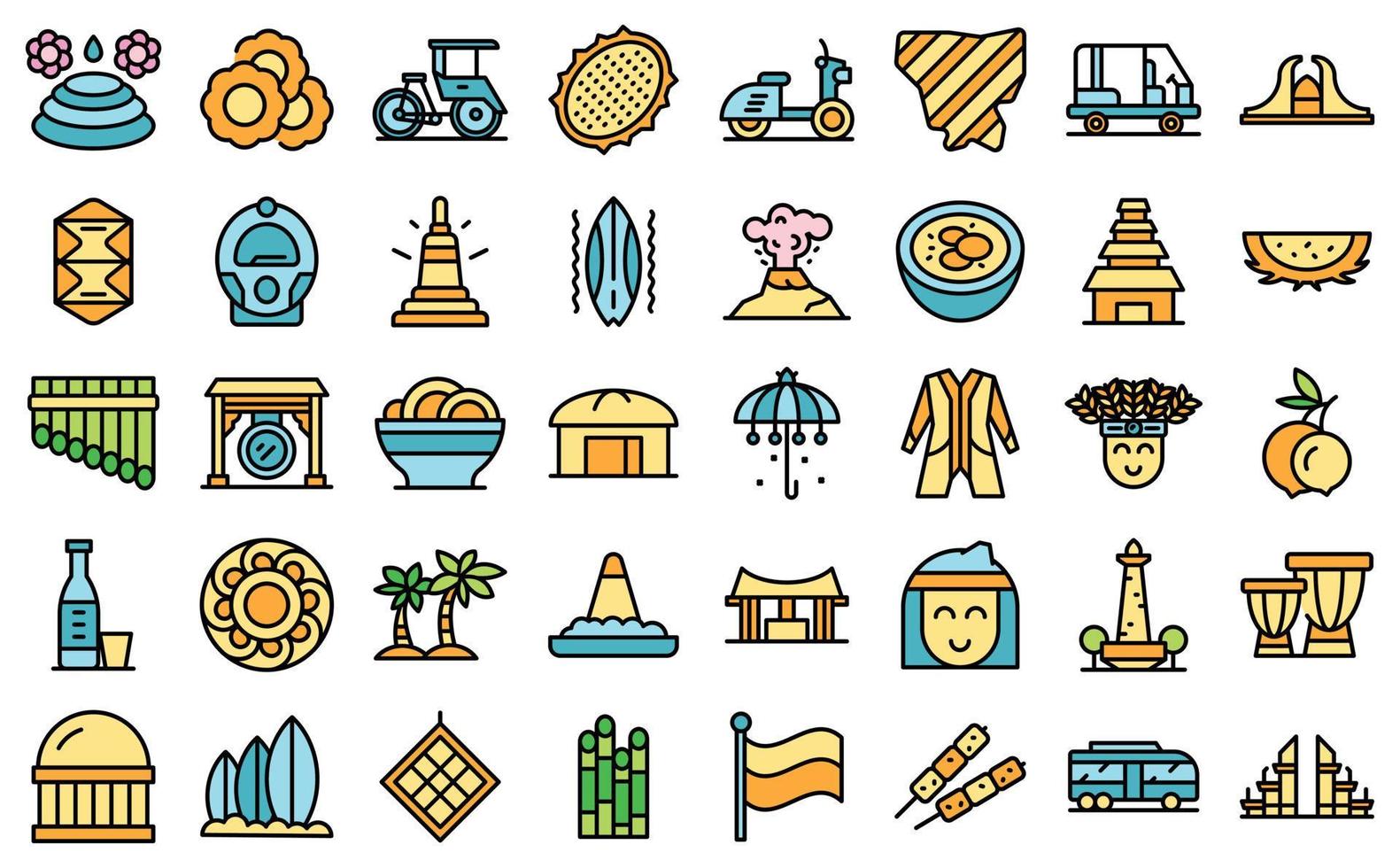 Jakarta icons set vector flat