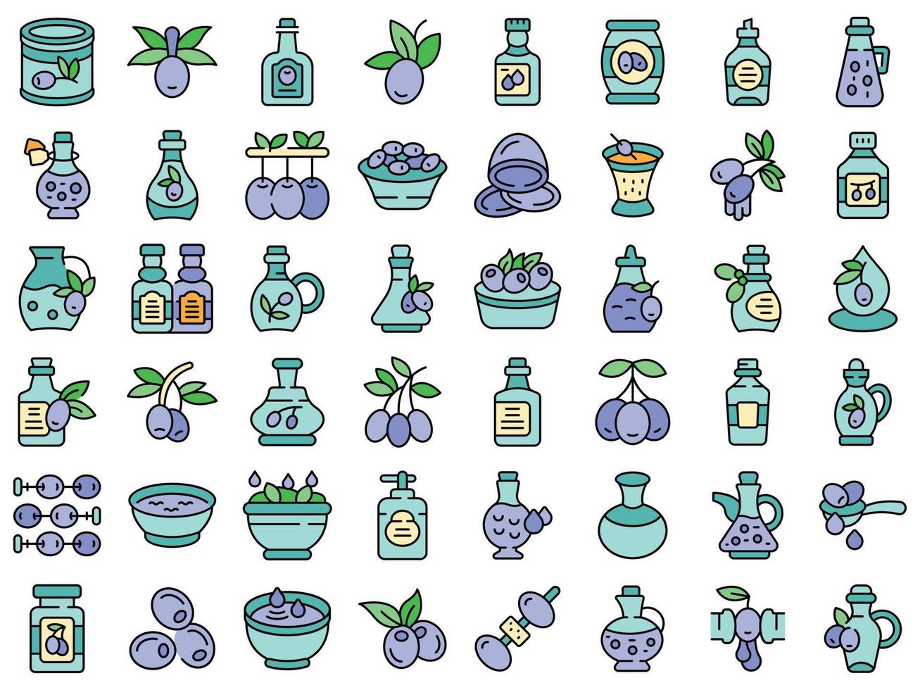 Olive oil icons set vector flat