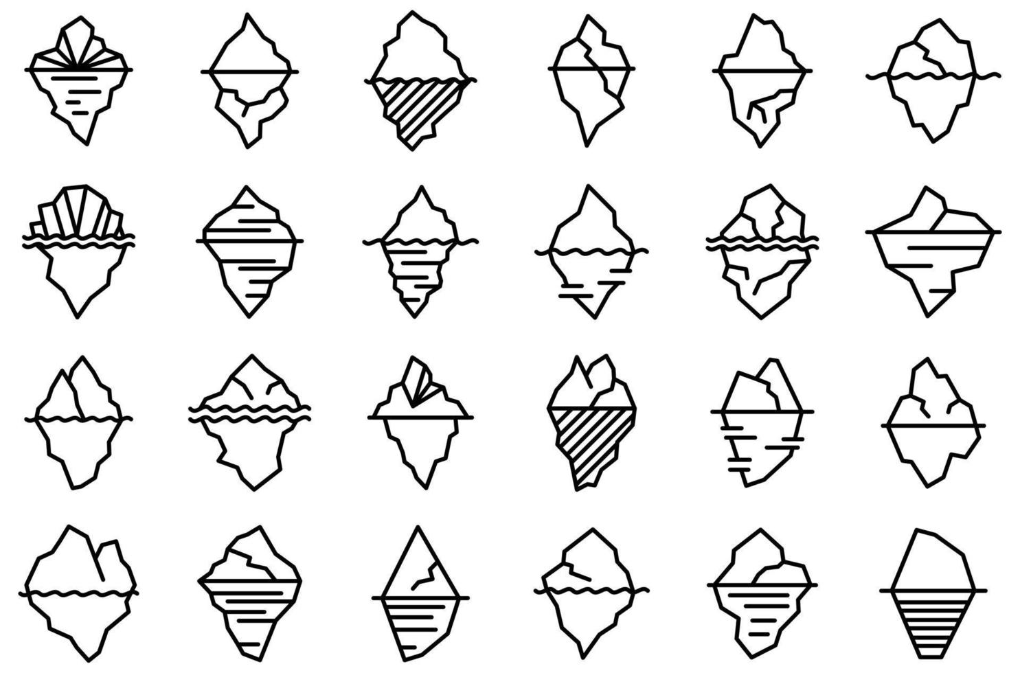 Iceberg icons set outline vector. Melting winter vector