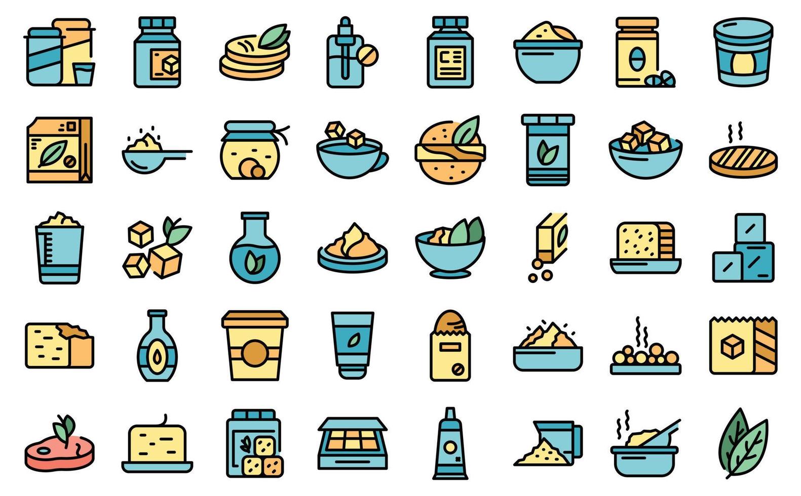 Food substitutes icons set vector flat