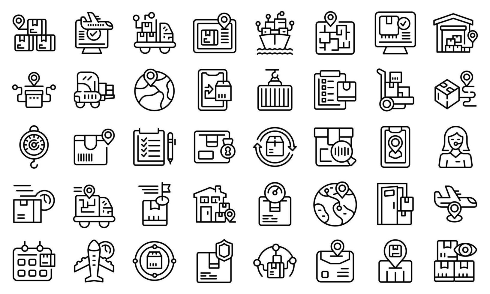 Parcel tracking icons set outline vector. Logistic ship vector