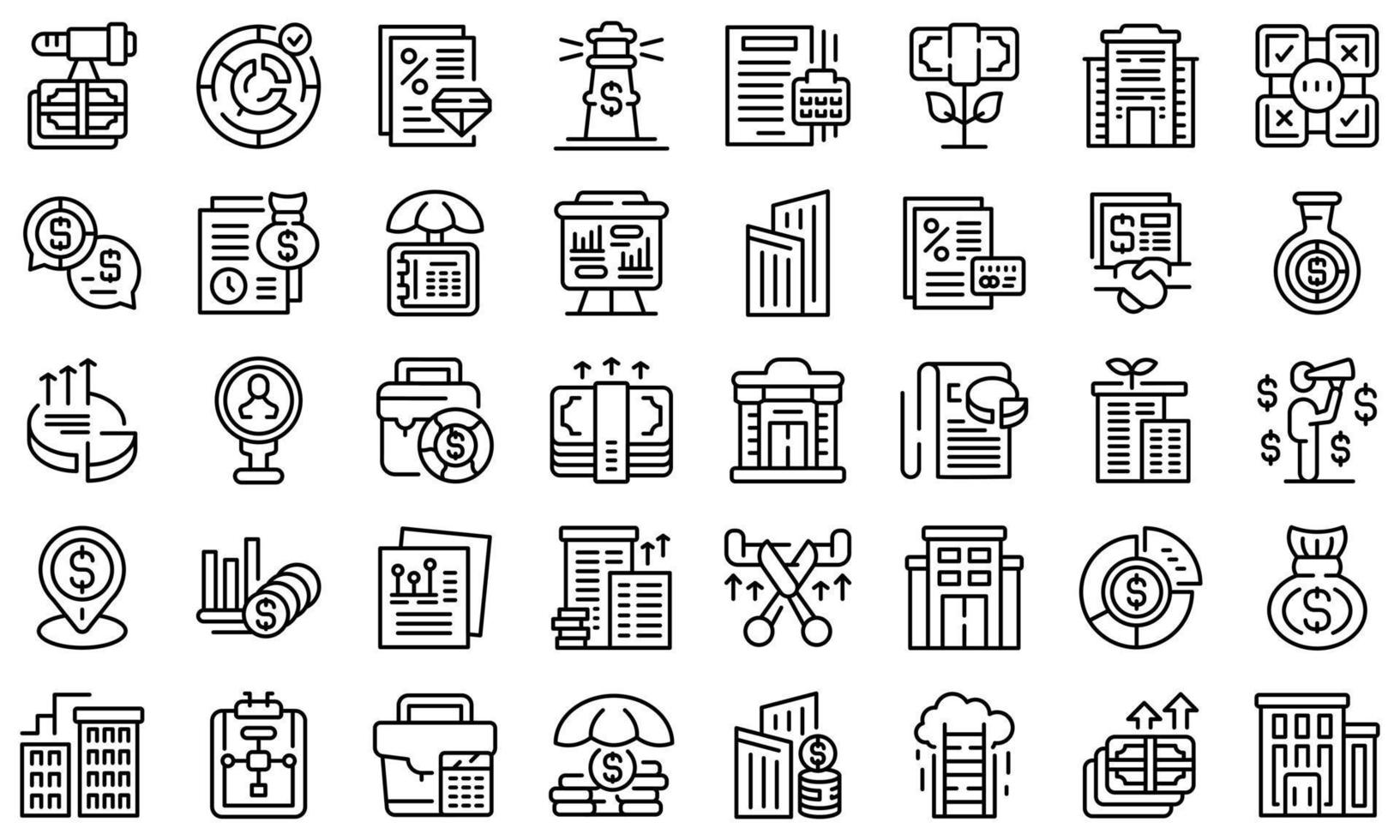 Investment company icons set outline vector. Executive trader vector