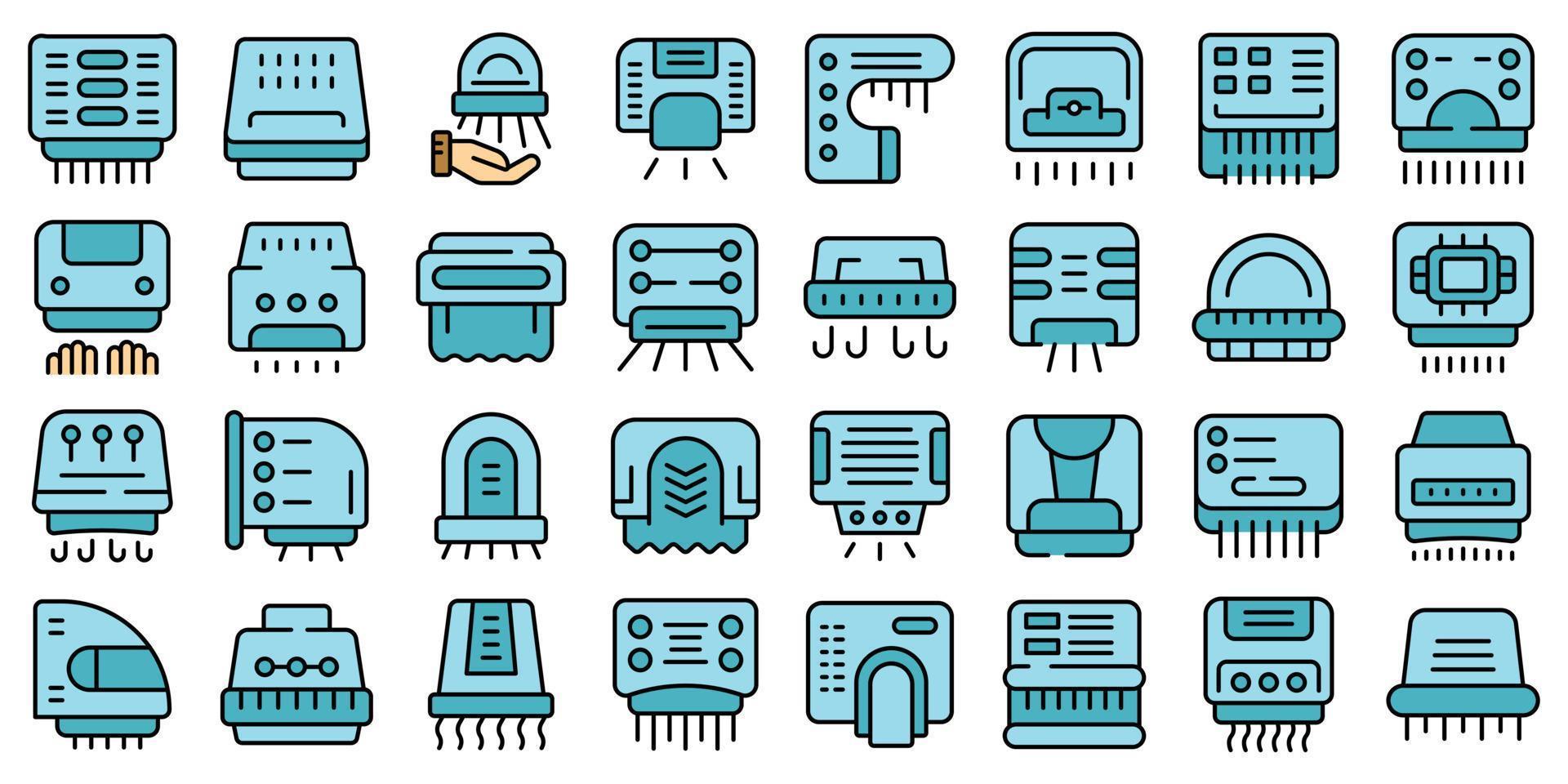 Automatic drying machine icons set vector flat