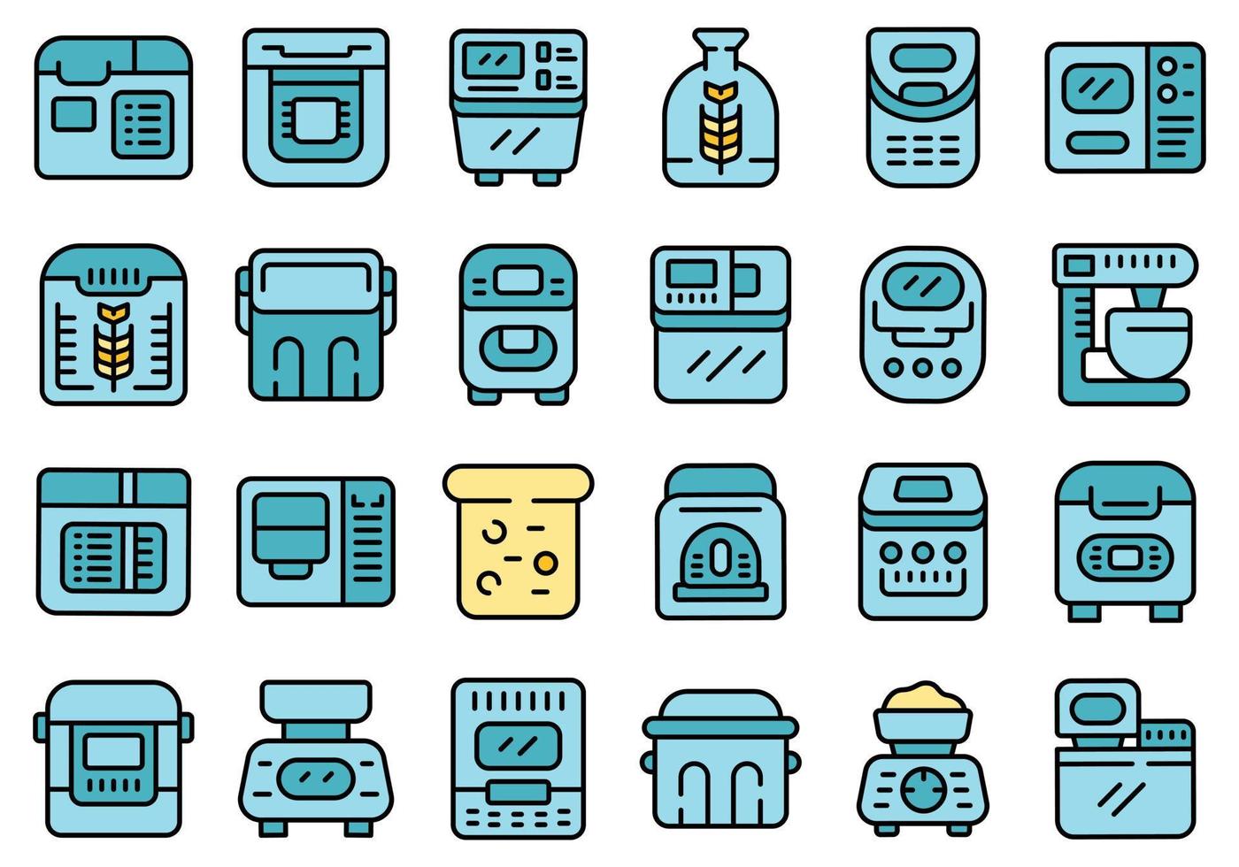 Breadmaker icons set vector flat