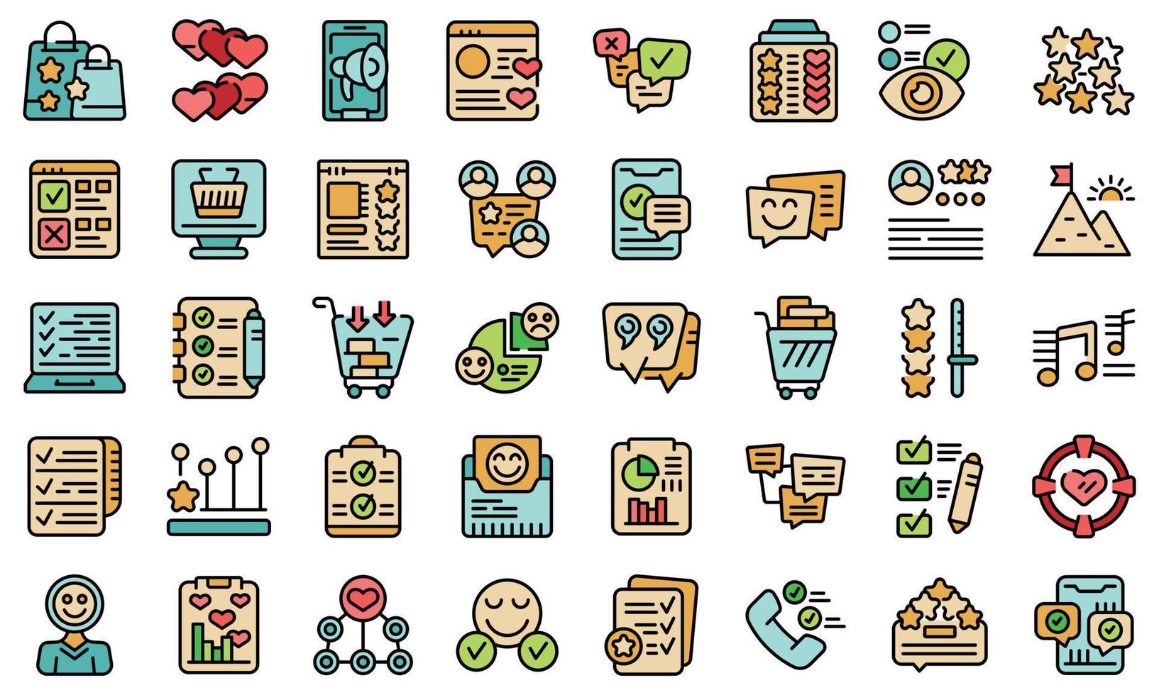 iconos de marketing emocional establecer vector plano