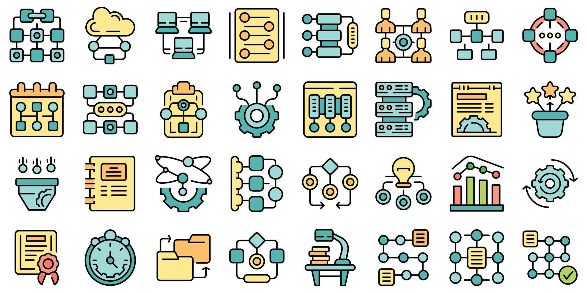 iconos de flujo de trabajo establecer vector plano