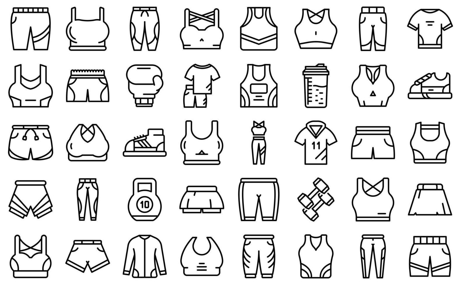 Workout fashion icons set outline vector. Athlete body vector