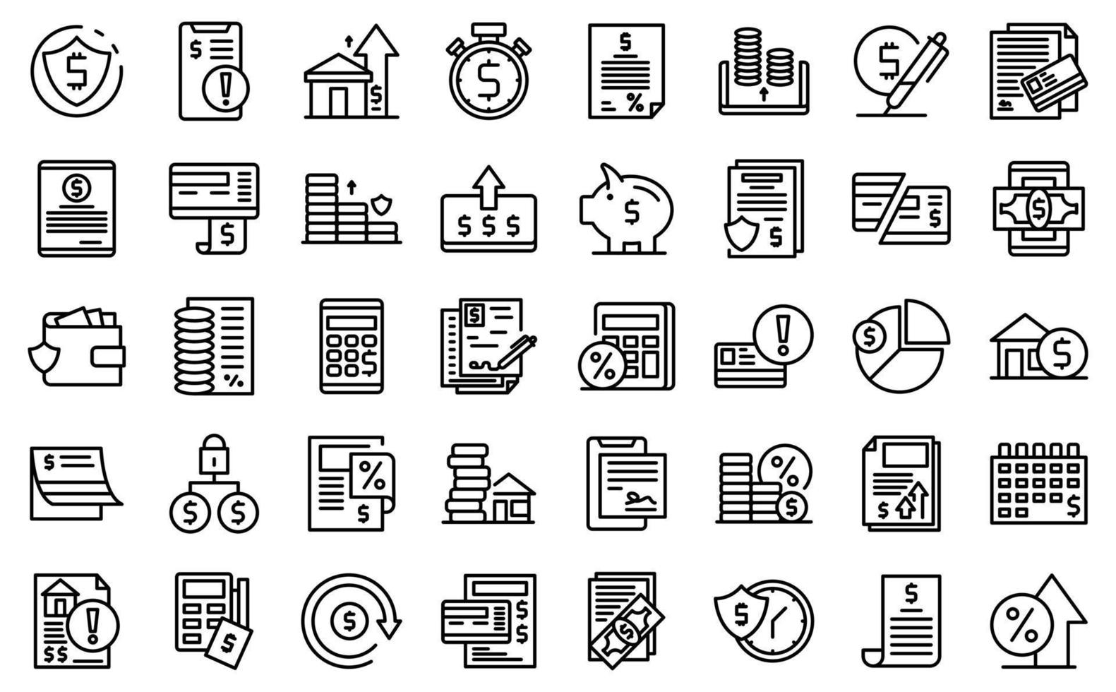 Payment terms icons set outline vector. Card credit vector