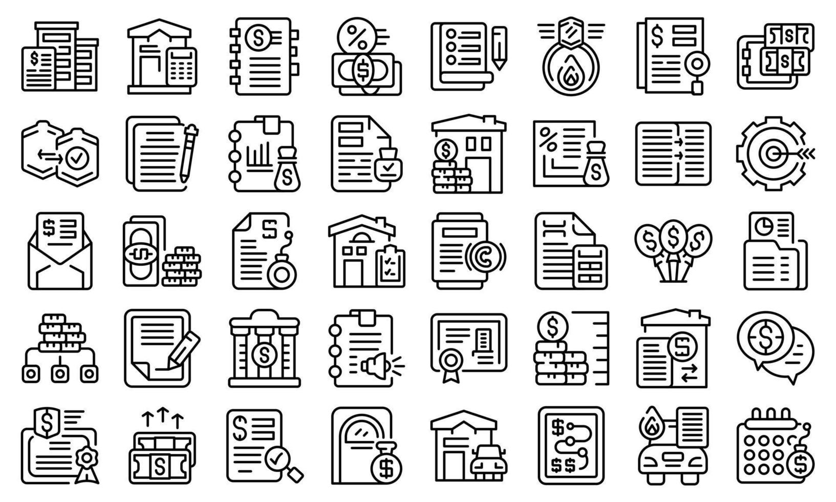 Collateral icons set outline vector. Credit extension vector