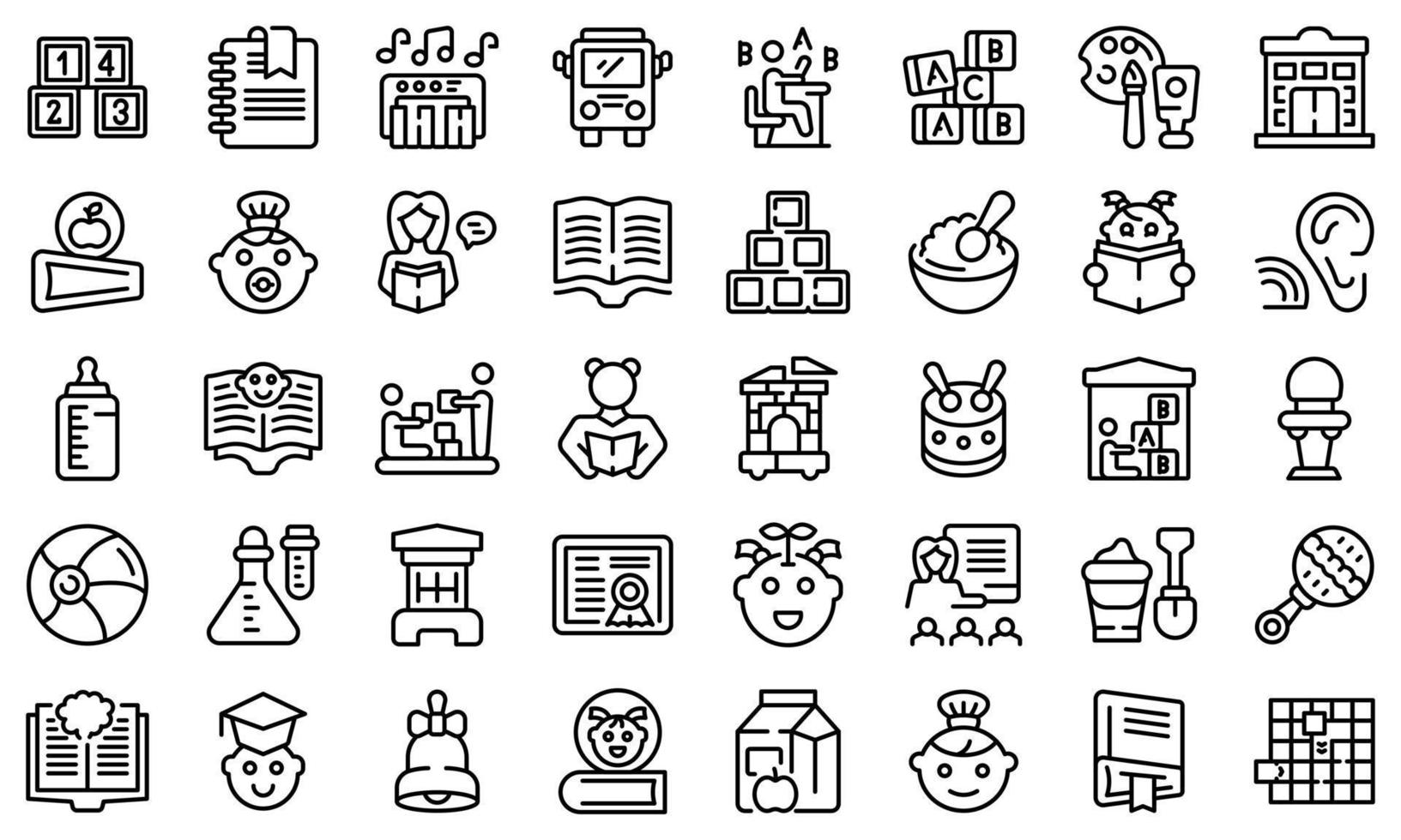 Early educations icons set outline vector. Baby learn vector