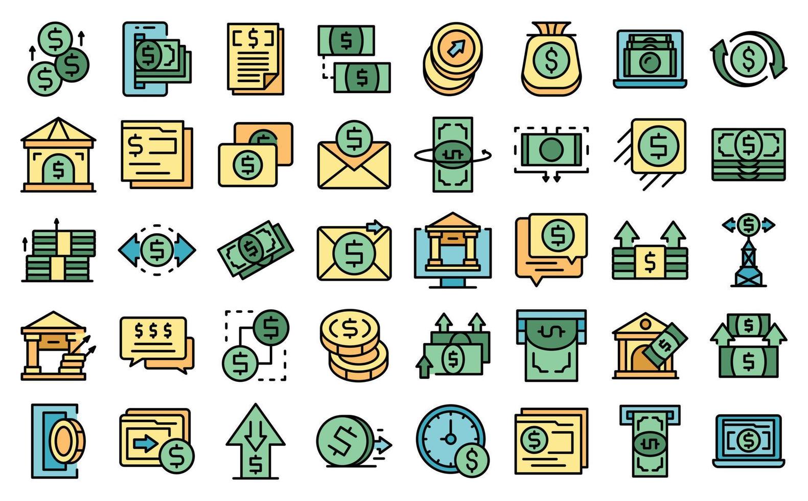 Sending money icons set vector flat