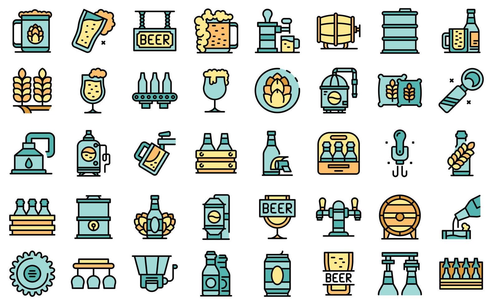 Brewery icons set vector flat