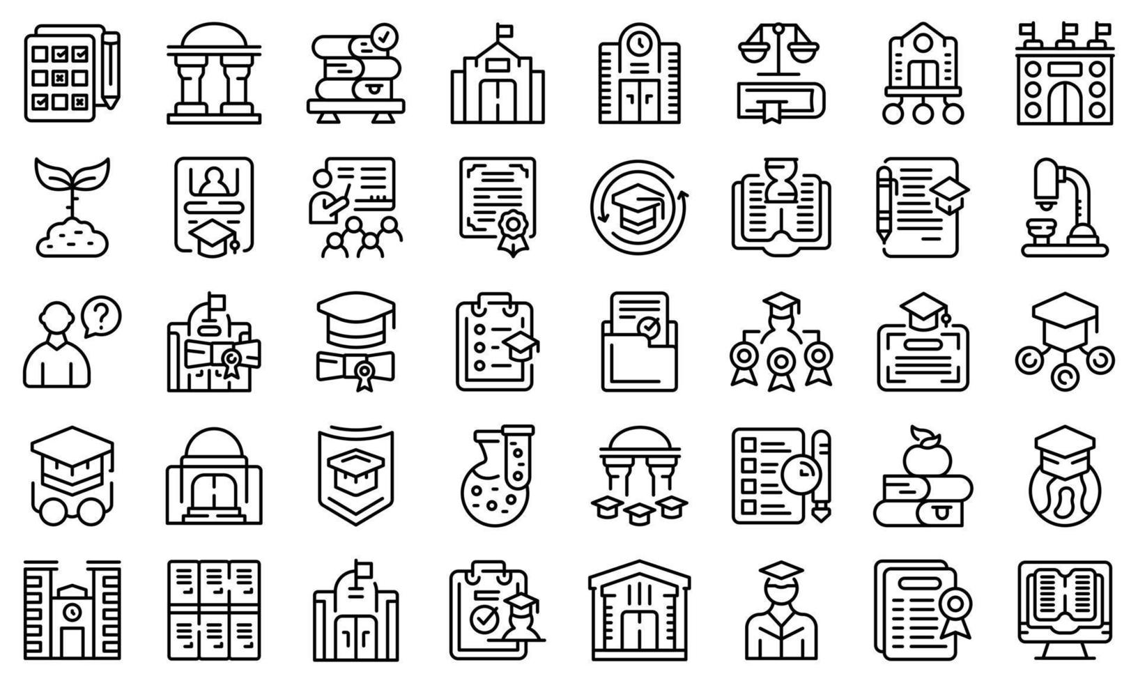 University department icons set outline vector. Student campus vector