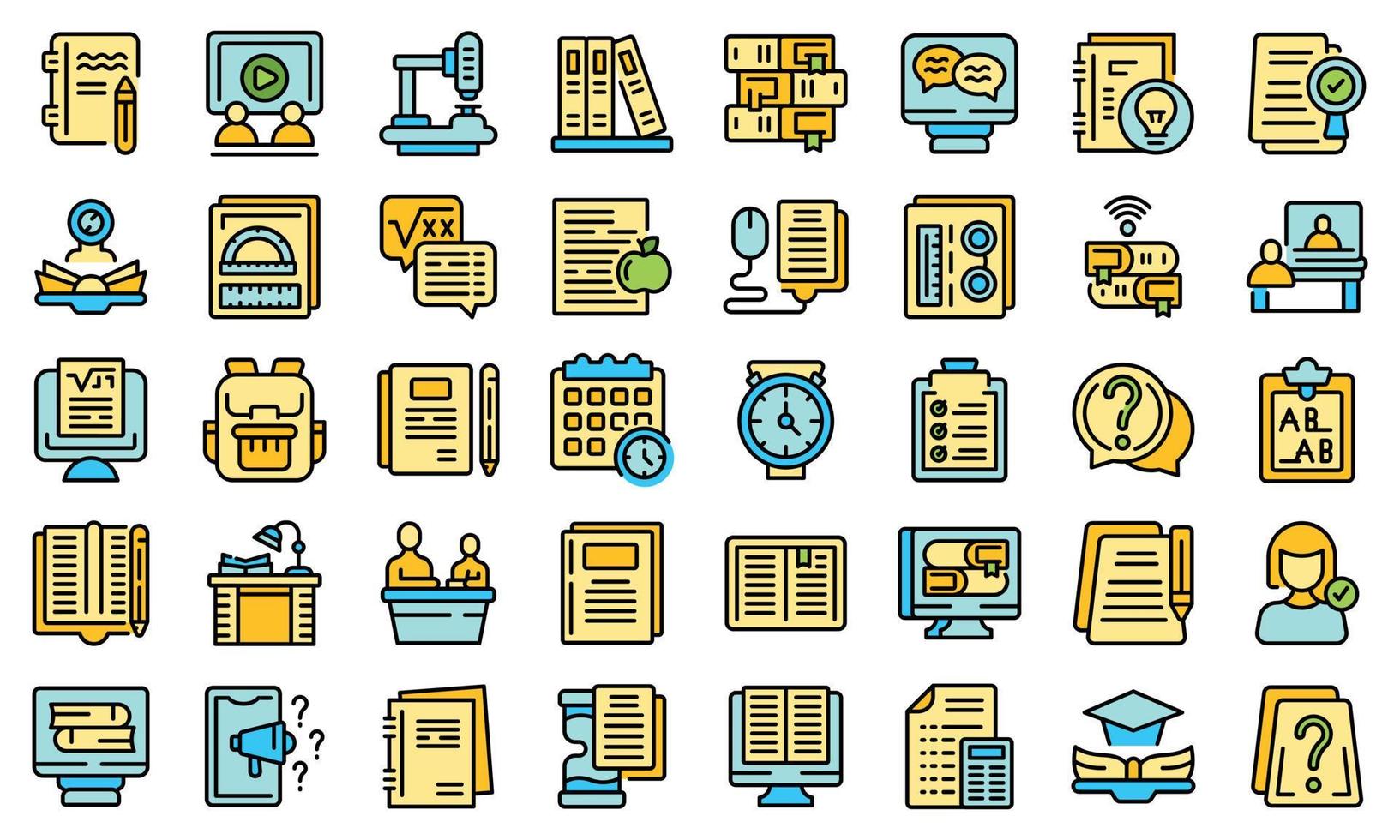 Homework help icons set vector flat