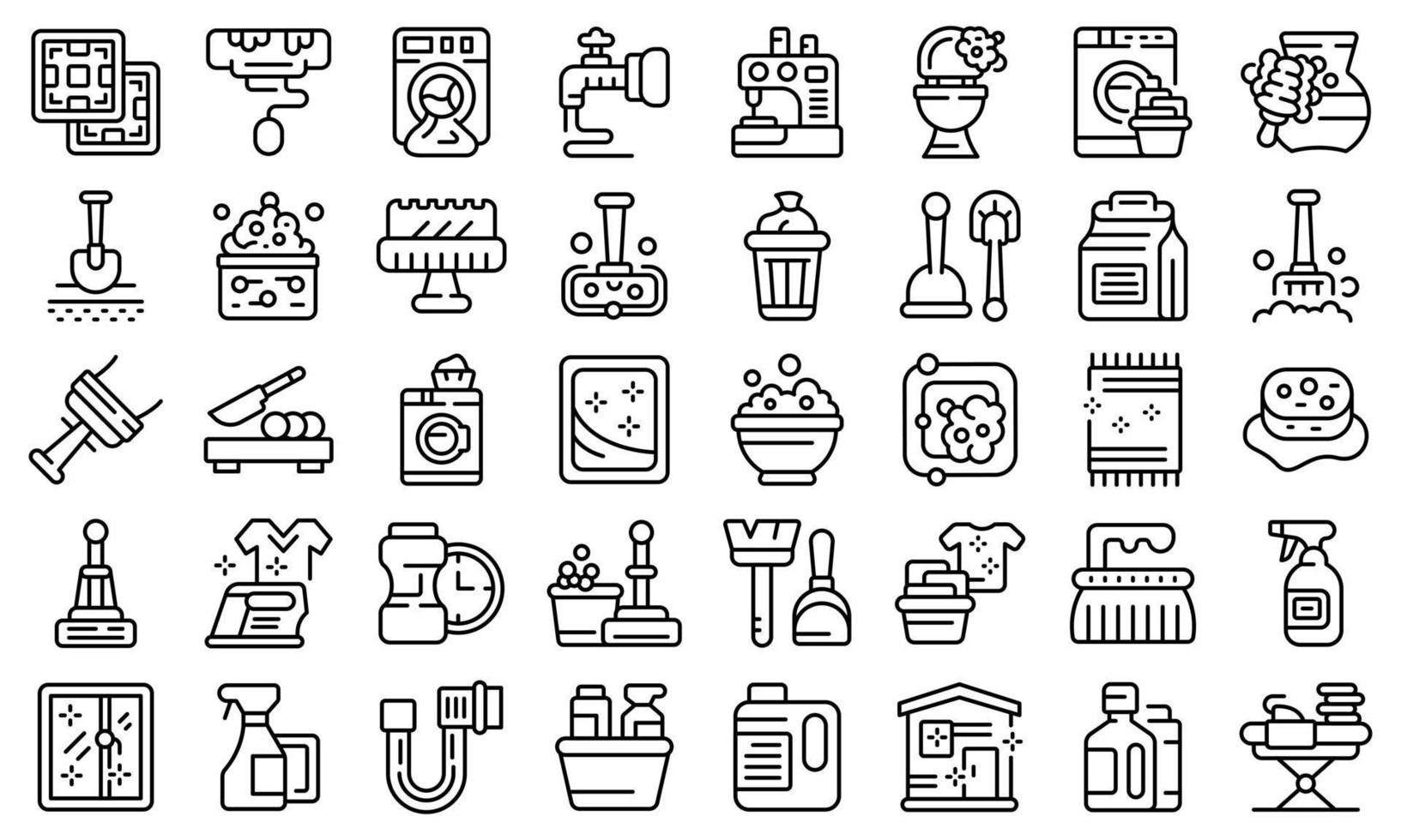 Household occupations icons set outline vector. Clean surface vector