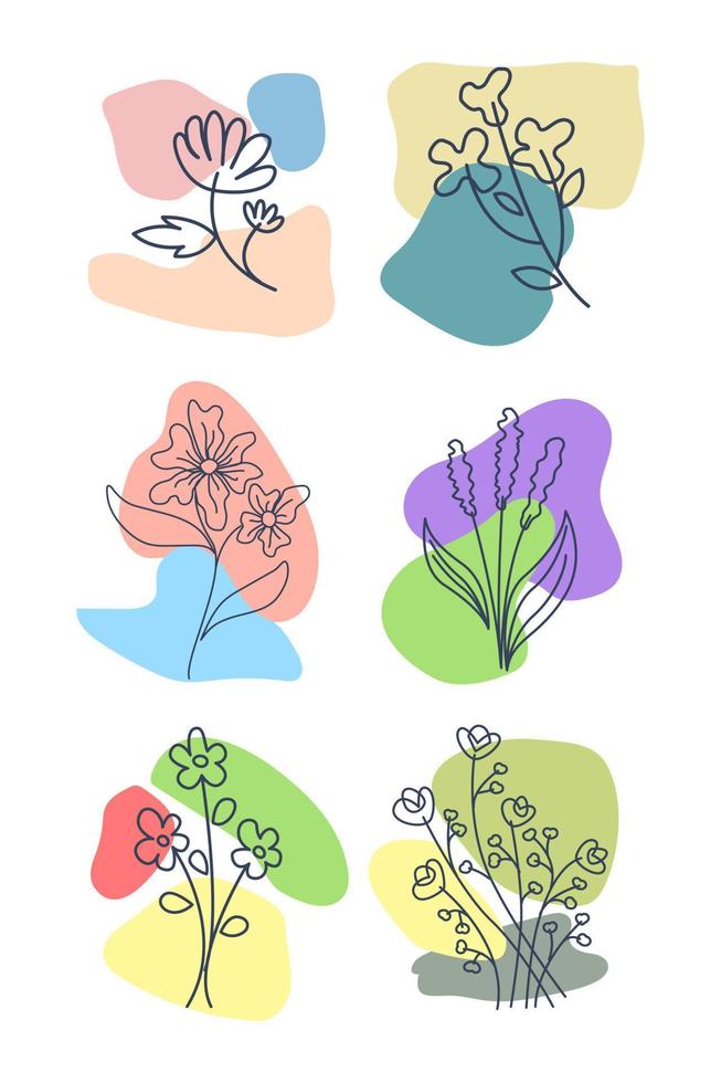 aesthetic flower set design vector