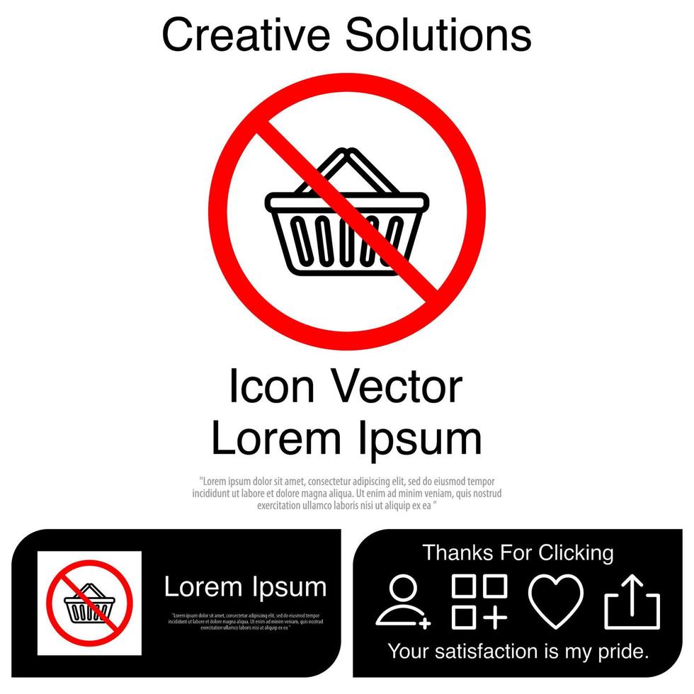 No Market Basket Icon EPS 10 vector