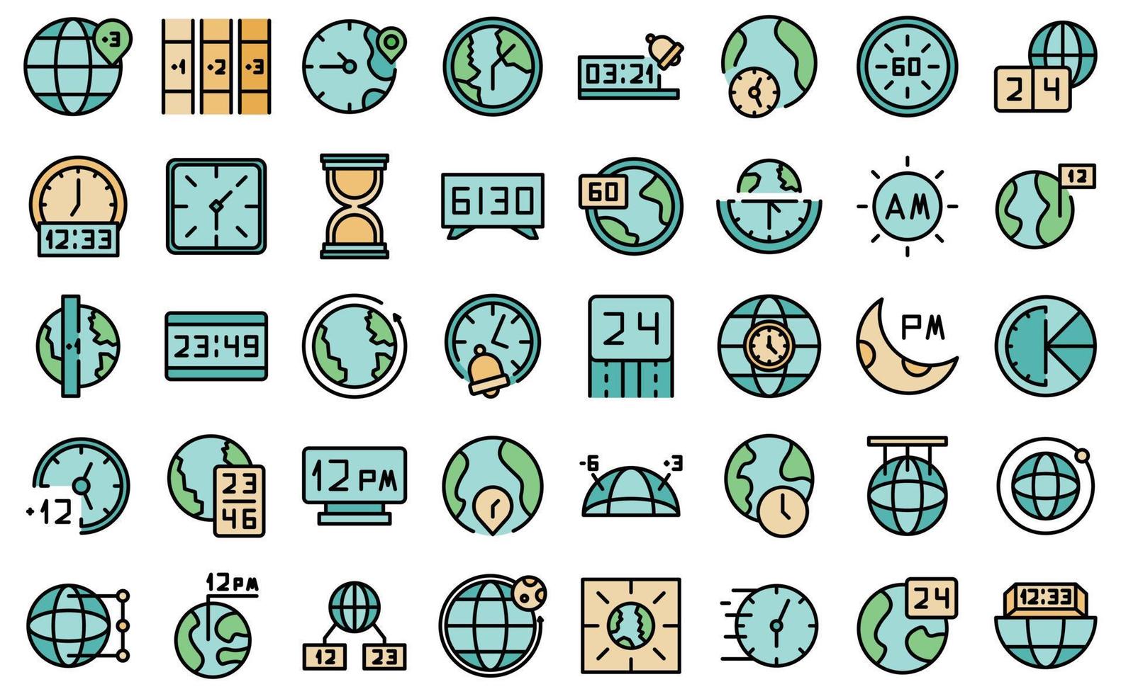 Time zones icons set vector flat