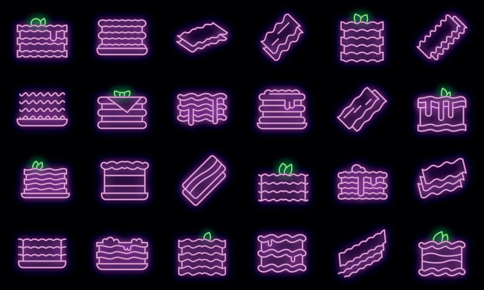 Lasagna icons set vector neon