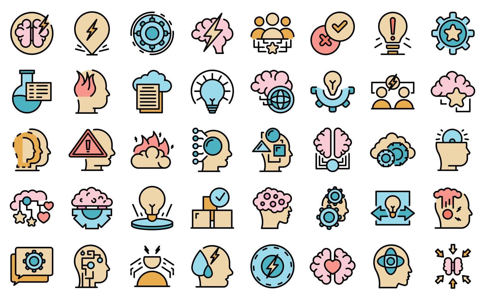 Critical thinking icons set vector flat