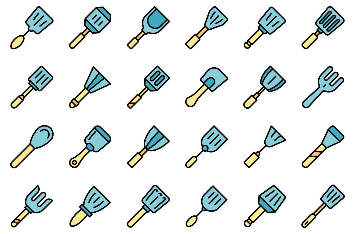 Spatula icons outline cartoon vector. Baking accessory vector