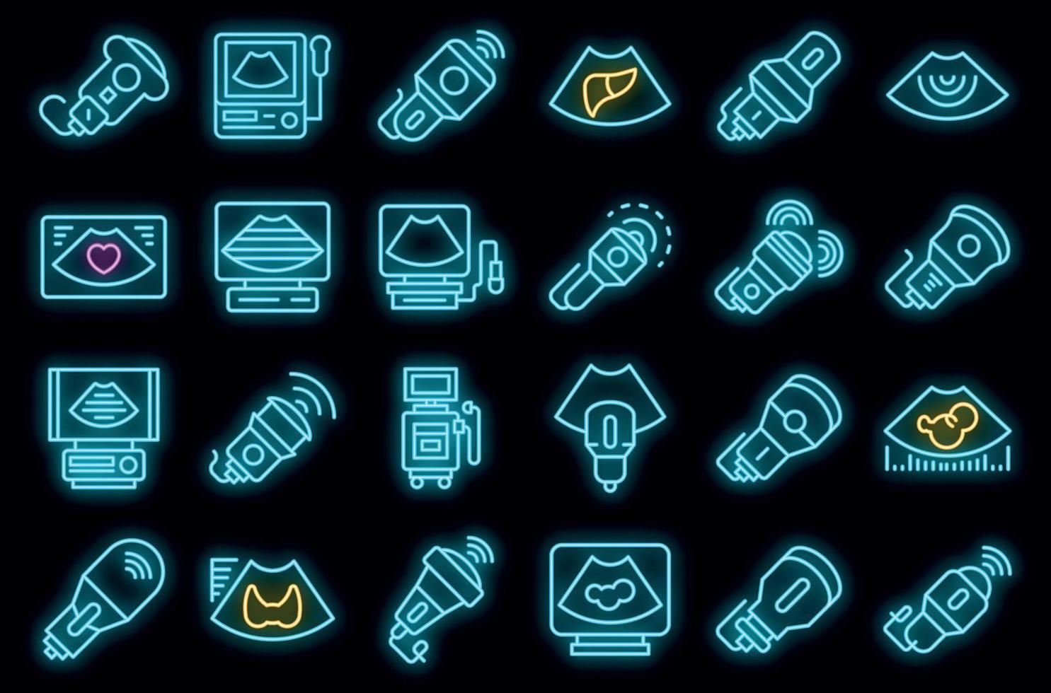 Sonograph icons set vector neon