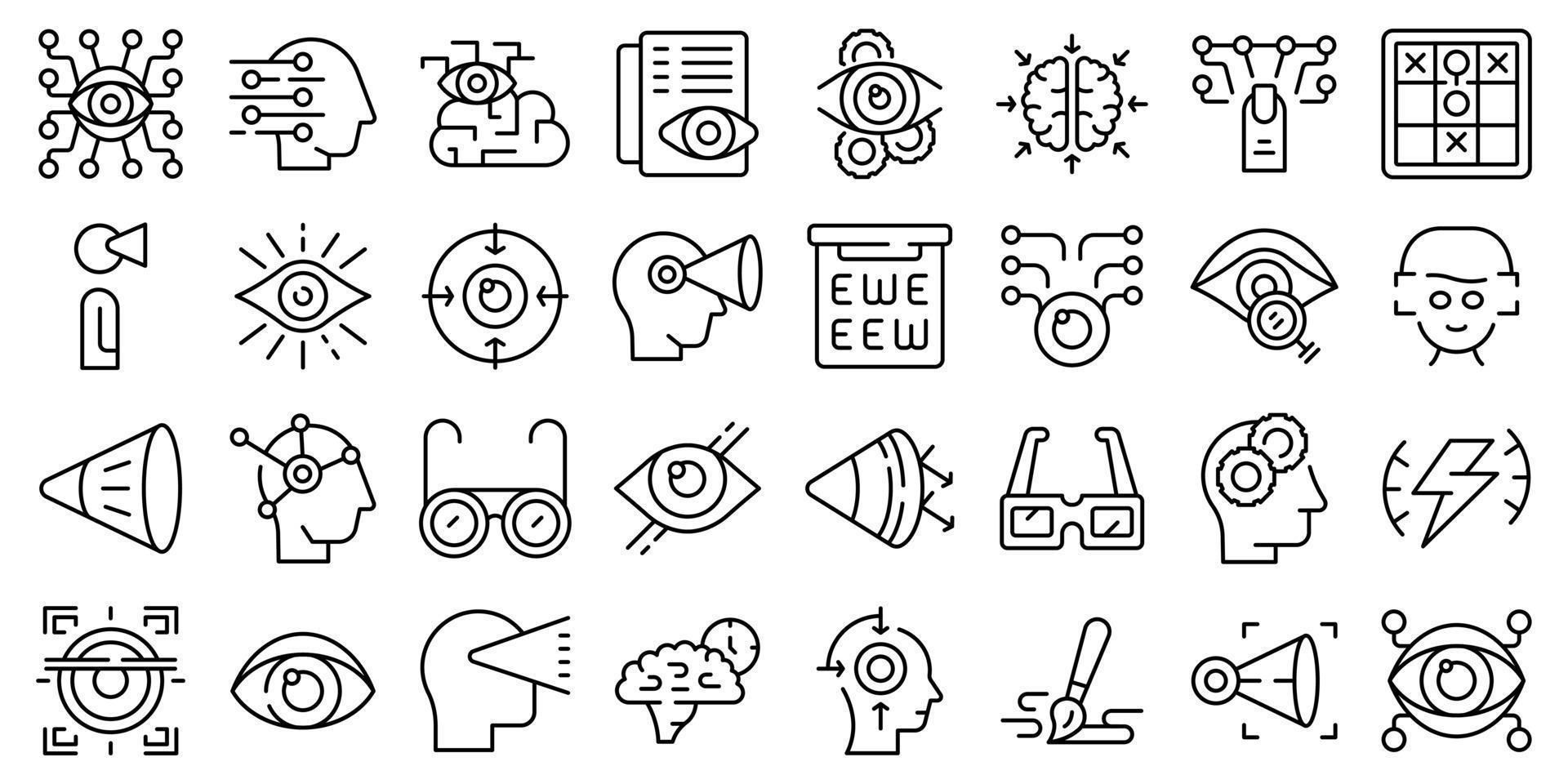 Visual perception icons set outline vector. Future trendy vector