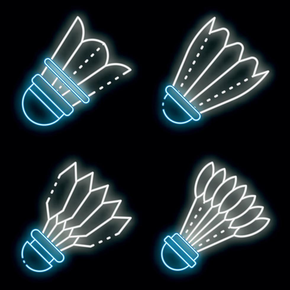 Shuttlecock icons set vector neon
