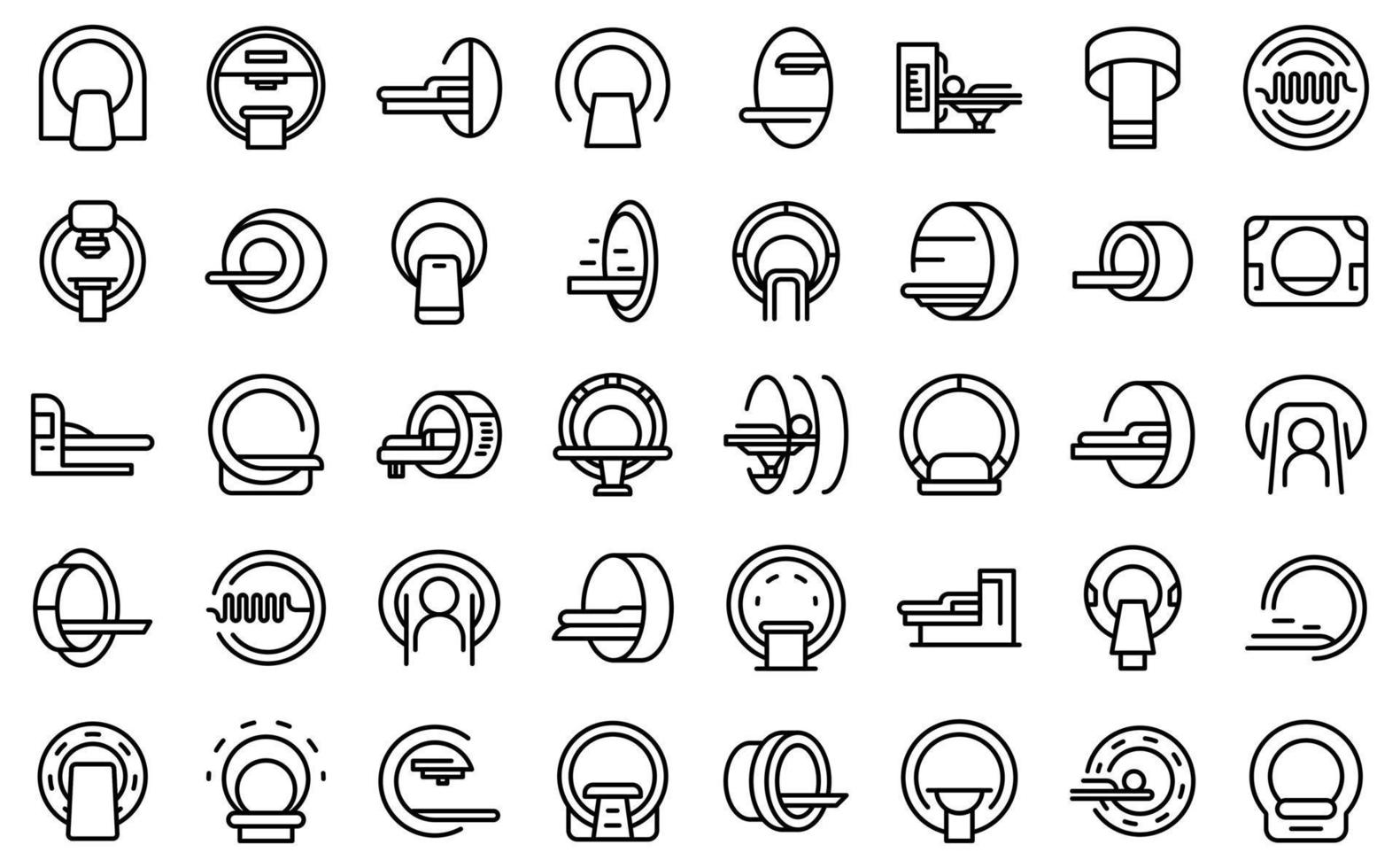 Magnetic resonance tomography icons set outline vector. Medical ct scan vector