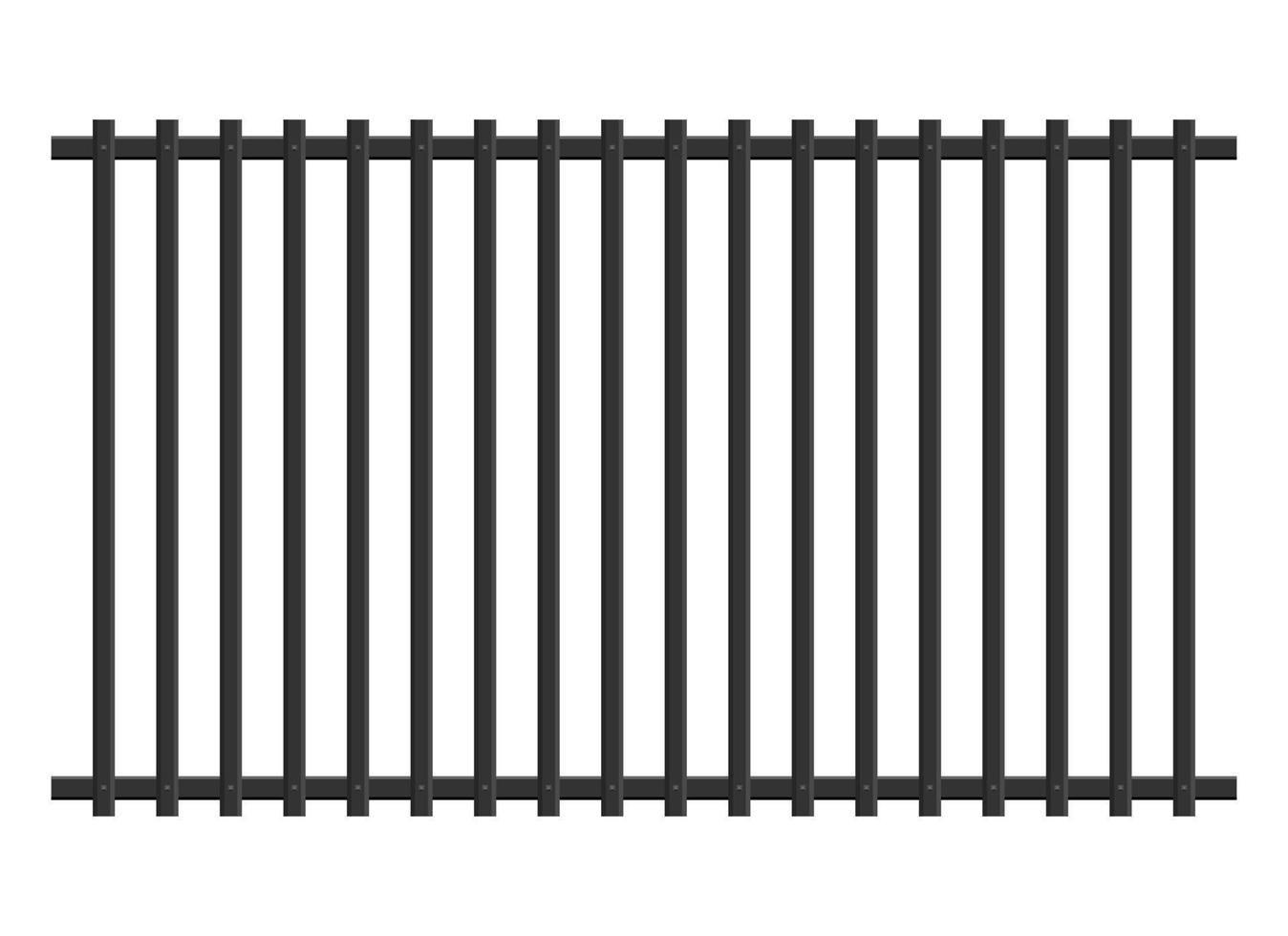 Realistic steel fence vector illustration isolated on white