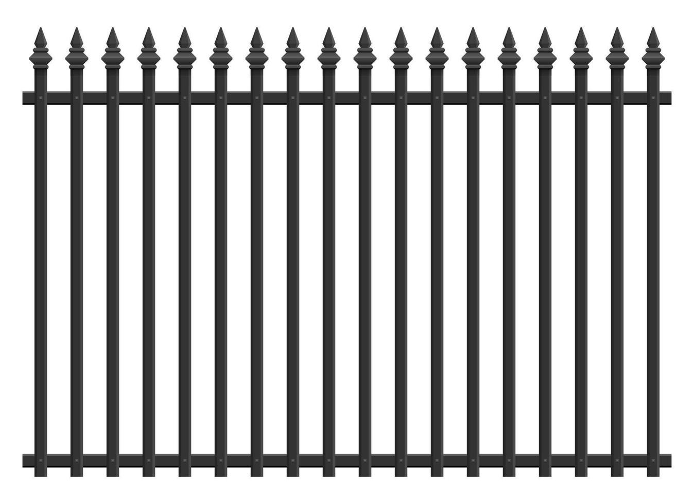 Realistic steel fence vector illustration isolated on white