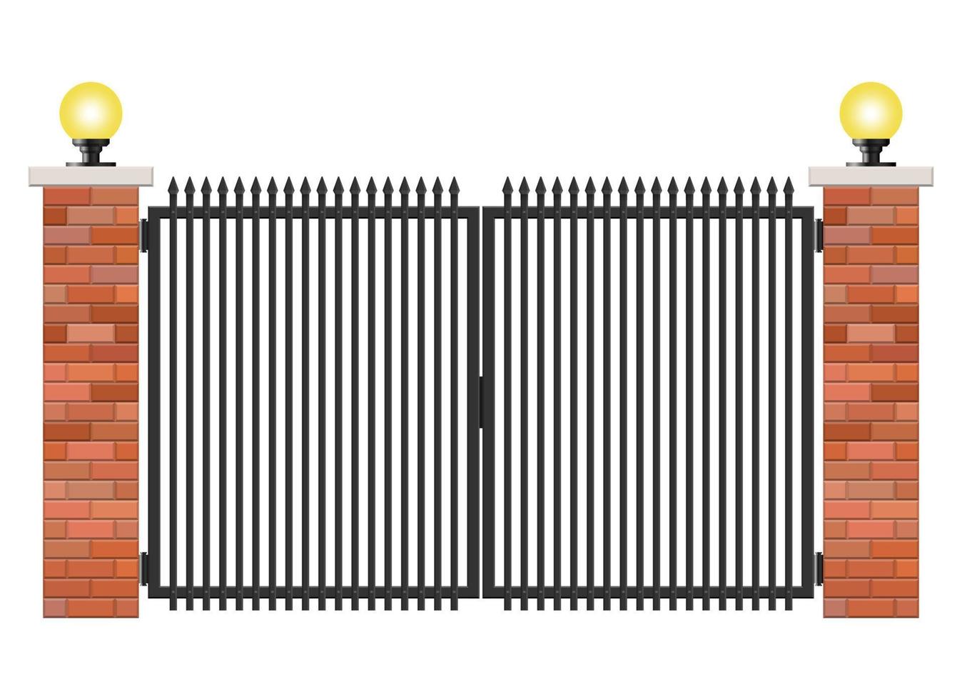 Brick and steel gate isolated on white background vector