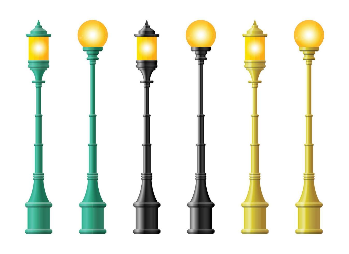 Set of realistic street light. Street lamp. Vintage lamp vector