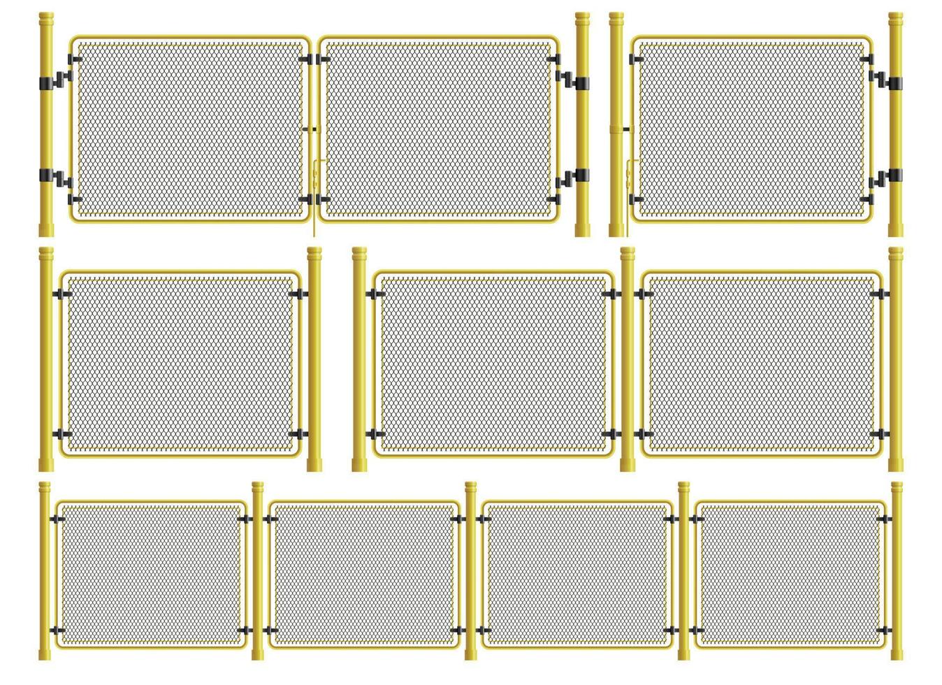 cerca de alambre de metal y puerta en estilo realista vector