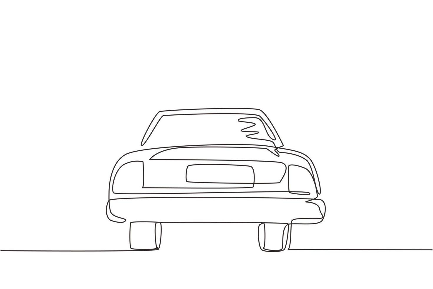 Continuous one line drawing cabriolet car. Luxury sport business comfortable wageningen cabrio automobile supercar. Classic motor vehicle model. Single line draw design vector graphic illustration