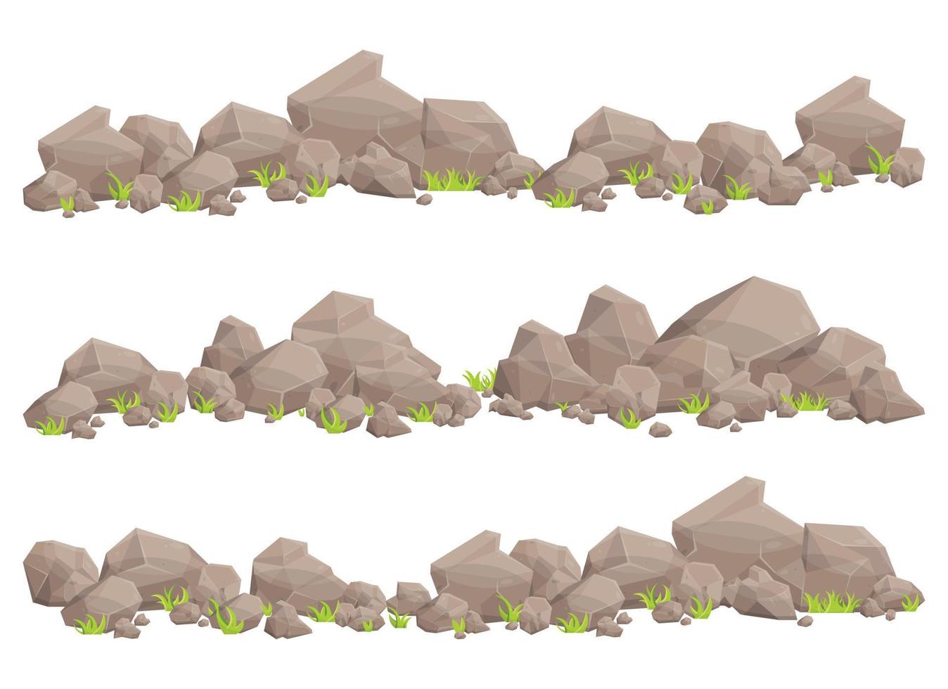 Set of rock stones and boulders in cartoon style vector