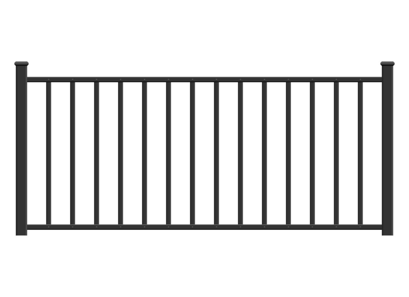 Realistic steel fence vector illustration isolated on white