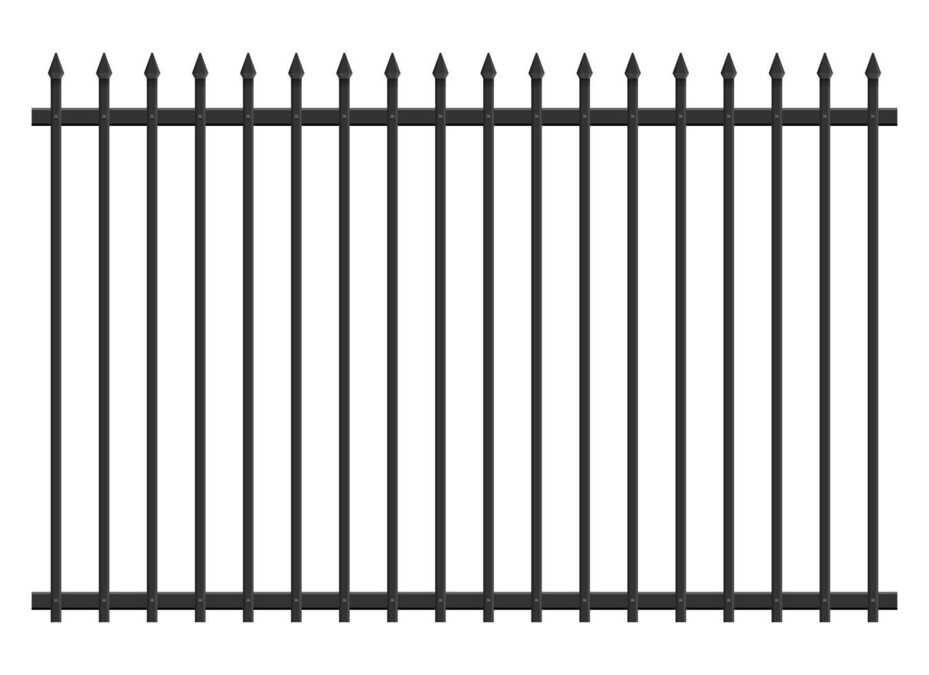 Realistic steel fence vector illustration isolated on white