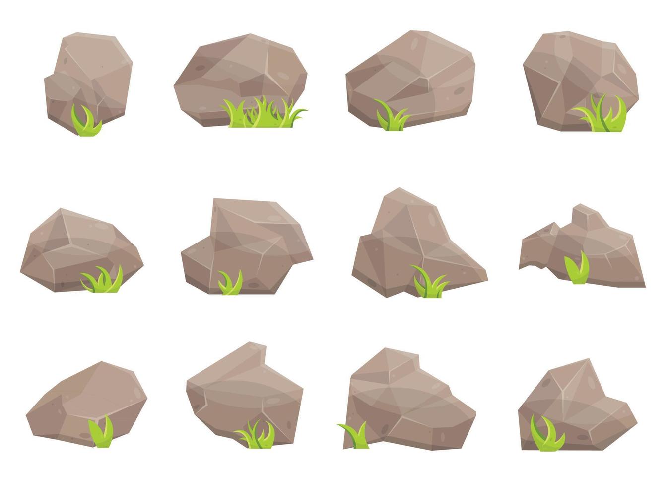 Set of rock stones and boulders in cartoon style vector
