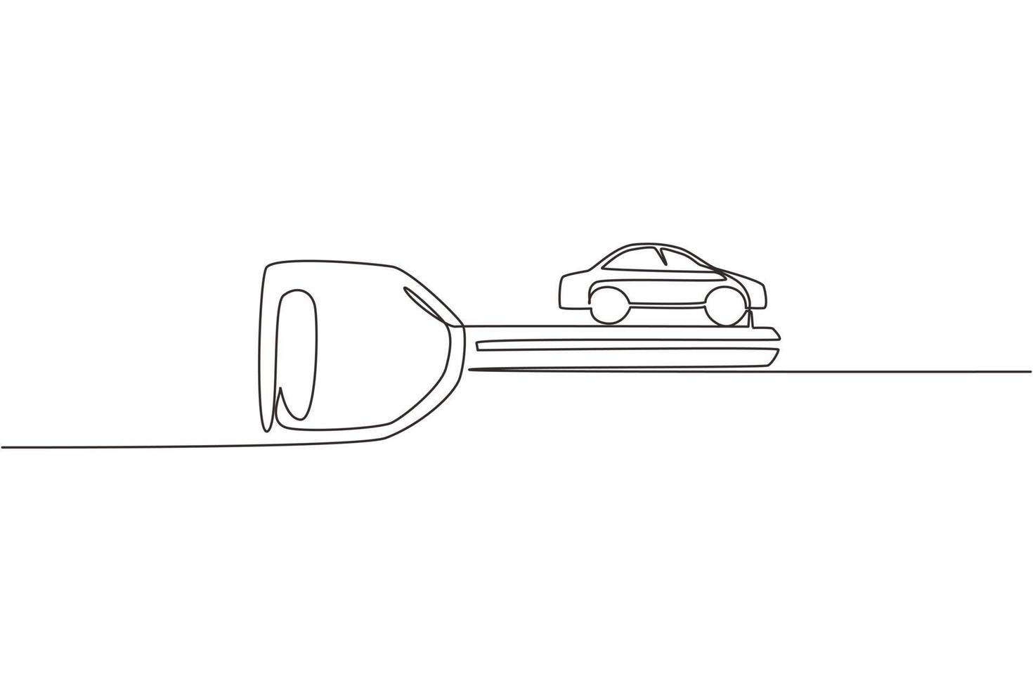 Continuous one line drawing car keys logo design template. Sale, lease and purchase of cars. Car rental concept. Suitable for vehicle business. Single line draw design vector graphic illustration