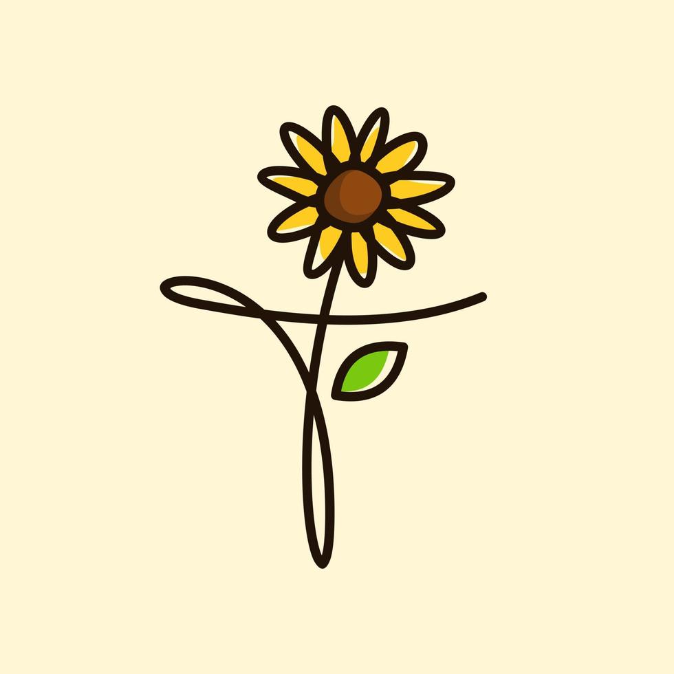 Initial T Sun Flower vector