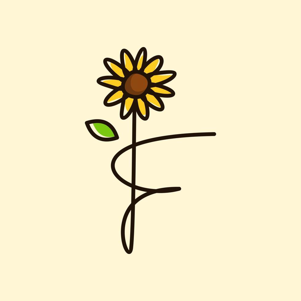 Initial F Sun Flower vector
