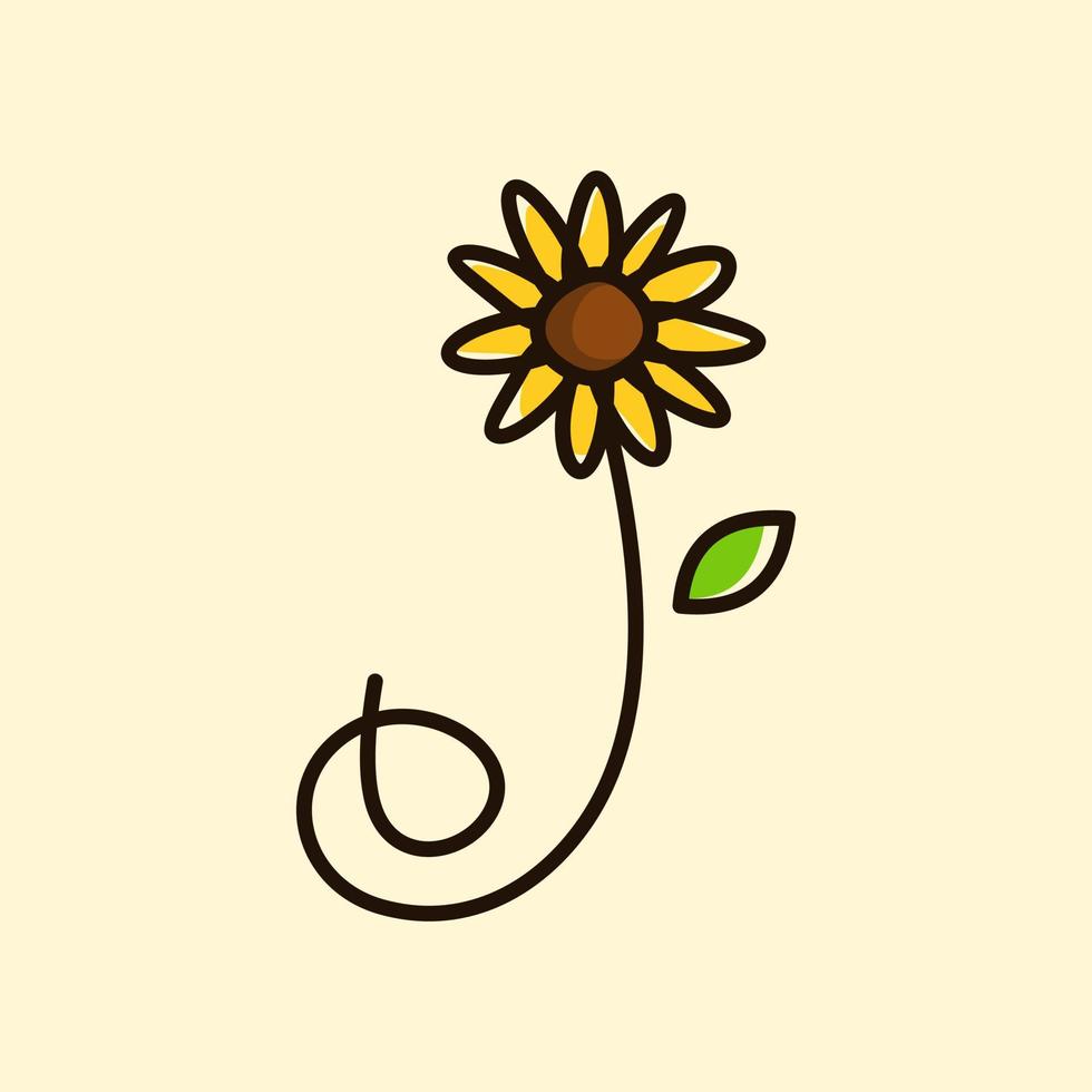 Initial J Sun Flower vector