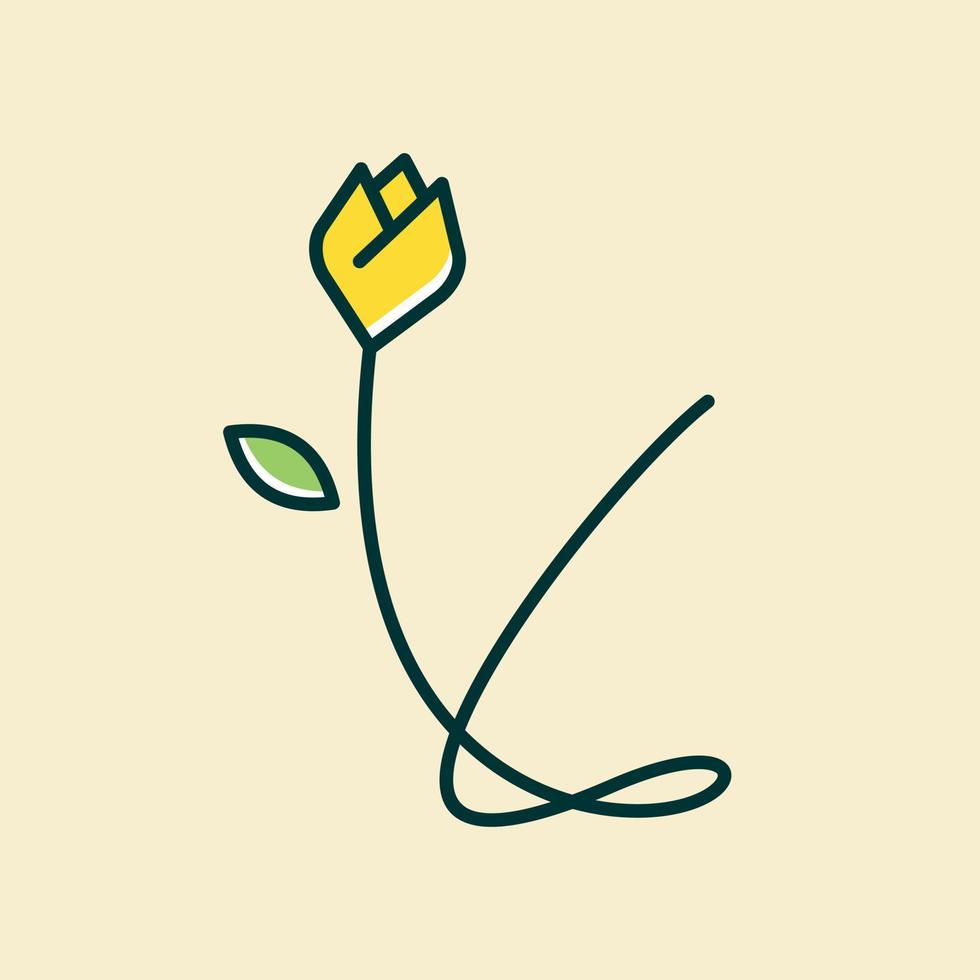 flor de tulipán y inicial vector
