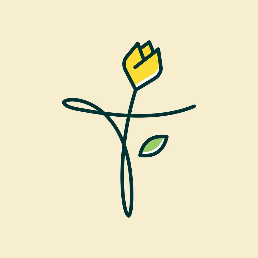 Initial T Tulip Flower vector