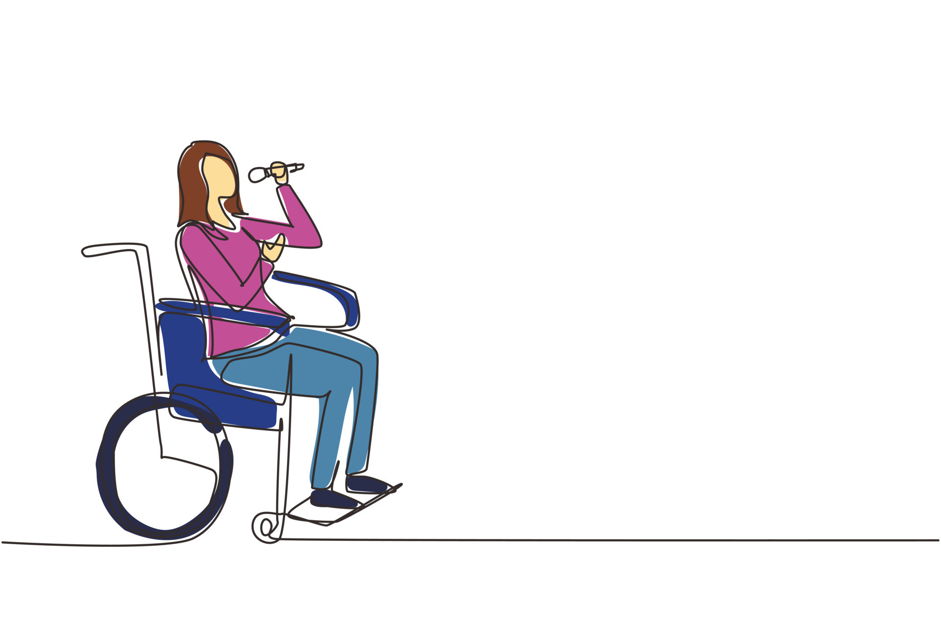 Continuous One Line Drawing Disabled Person Enjoying Life Beauty Woman continuous-one-line-drawing-disabled-person-enjoying-life-beauty-woman