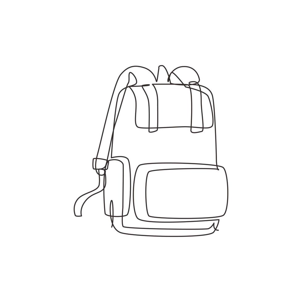 mochilas escolares de dibujo de una línea continua o mochilas de collage. mochilas para escolares, estudiantes, viajeros y turistas. mochila de regreso a la escuela. ilustración gráfica de vector de diseño de dibujo de una sola línea